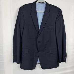 Tommy Hilfiger 100% Wool Blazer Mens 40R Navy Pinstripe Sport Coat